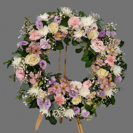 Coroana funerară cu flori pastelate [1]