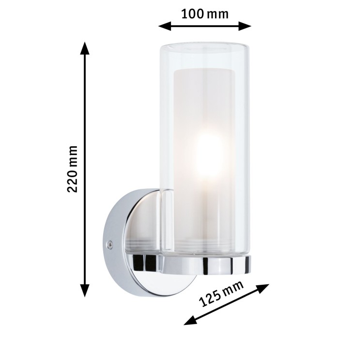 Aplică de baie Luena, IP44, E14, 230V, max. 20W, crom-sticlă [4]