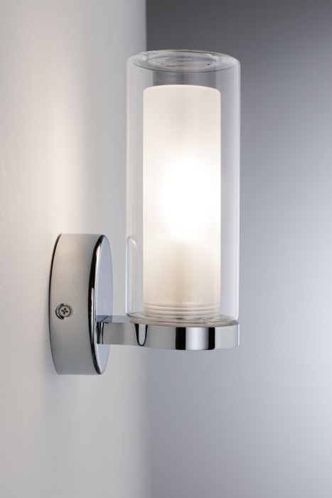 Aplică de baie Luena, IP44, E14, 230V, max. 20W, crom-sticlă [3]