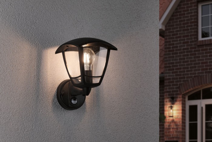 Aplică de exterior Classic Curved cu senzor de mișcare, IP44, 164x180mm,  max. 12W,  230V, negru [4]
