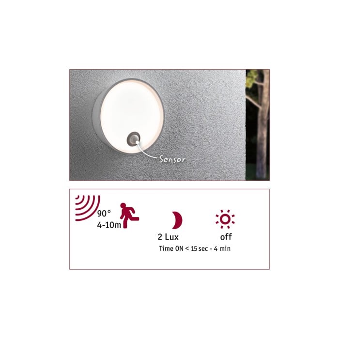 Aplică de exterior LED Platomo, IP44, 230V, 14.5W, alb, plastic, cu senzor de mișcare [3]