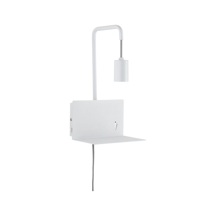 Aplică de pat Calvani max 1x40W E27 alb 230V metal, cu priză USB [2]