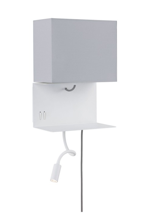 Aplică de pat Merani LED max 1x40W/2,5W E27 gri/alb 230V material textil/metal cu priză USB [3]