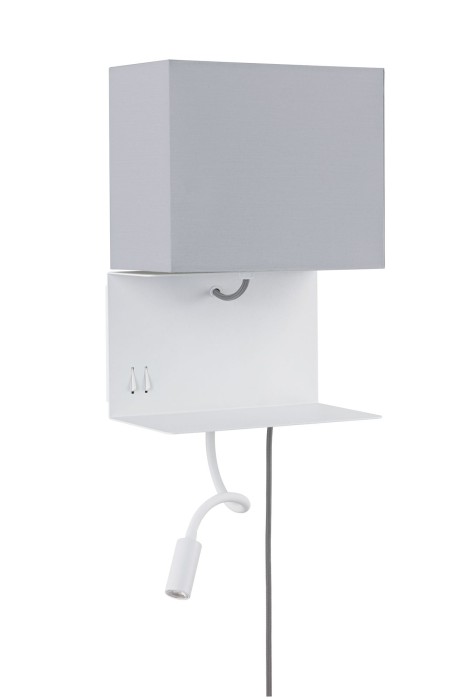Aplică de pat Merani LED max 1x40W/2,5W E27 gri/alb 230V material textil/metal cu priză USB [5]