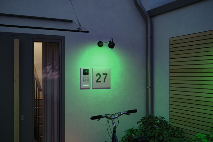 Aplică Kikolo LED de exterior, Smart Home Zigbee, RGBW, IP65, 90mm, RGBW+, 6,2W, 440lm, 230V, antracit [14]