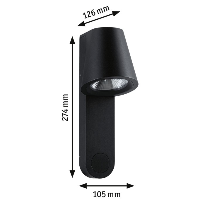 Aplică LED de exterior Caissa, cu senzor de mișcare, IP44, 3000K, 9W, 700lm, 230V, 65°, antracit [3]