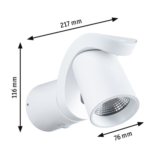 Aplică LED de exterior Cuff, cu senzor de mișcare, IP44, 3000K, 10W, 700lm, 230V, 70°, alb [3]