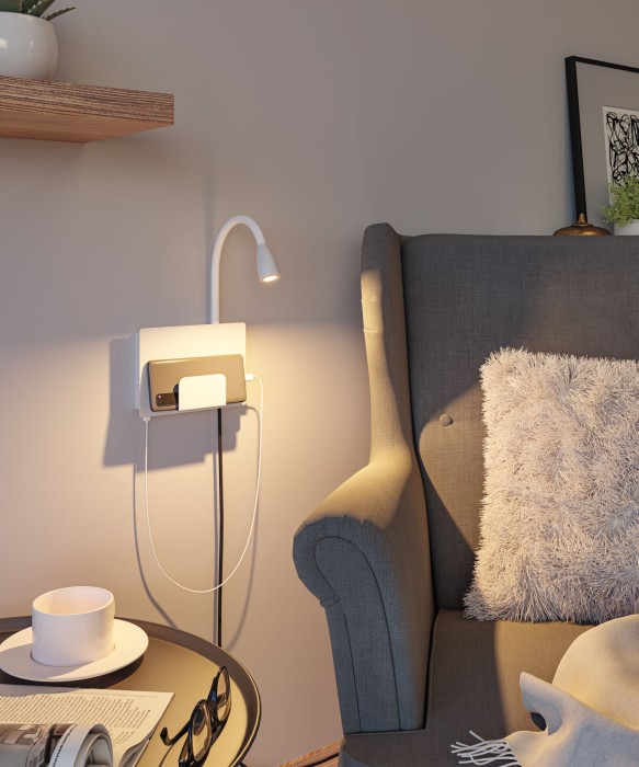 Aplică LED Halina USB C, 2700K, 200lm, 230V, 2,4W, alb mat [8]