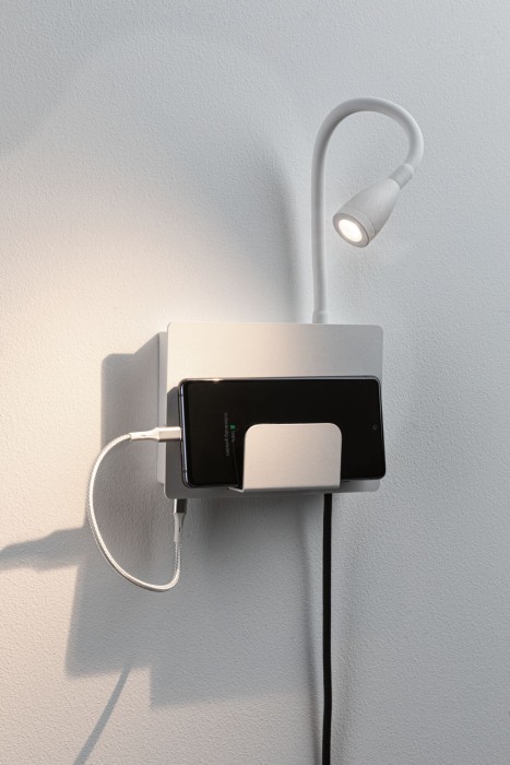 Aplică LED Halina USB C, 2700K, 200lm, 230V, 2,4W, alb mat [9]