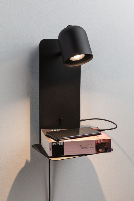 Aplică LED Malena USB C, GU10, 230V, max. 5W, negru mat [10]
