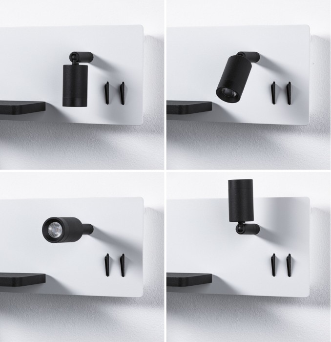 Aplică LED Serra USB C, 2700K, 650lm/200lm, 230V, 5,5/1x2,6W, cu flux luminos variabil, alb mat/negru mat [4]