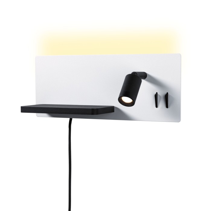 Aplică LED Serra USB C, 2700K, 650lm/200lm, 230V, 5,5/1x2,6W, cu flux luminos variabil, alb mat/negru mat [8]