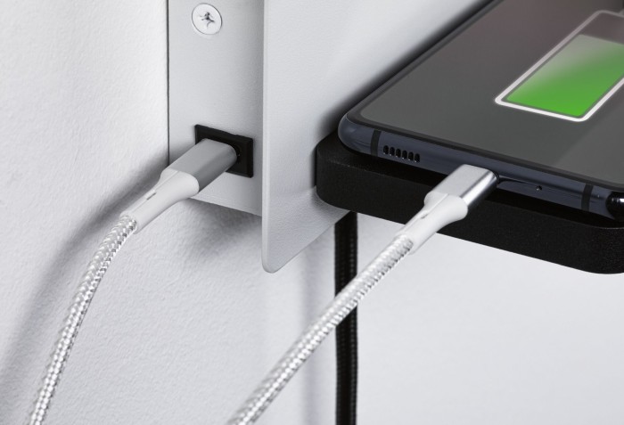 Aplică LED Serra USB C, 2700K, 650lm/200lm, 230V, 5,5/1x2,6W, cu flux luminos variabil, alb mat/negru mat [7]