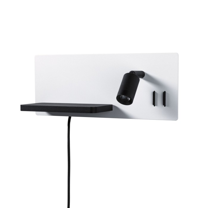 Aplică LED Serra USB C, 2700K, 650lm/200lm, 230V, 5,5/1x2,6W, cu flux luminos variabil, alb mat/negru mat [9]