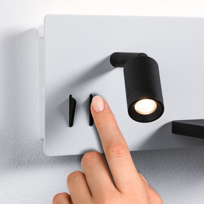 Aplică LED Serra USB C, 2700K, 650lm/200lm, 230V, 5,5/1x2,6W, cu flux luminos variabil, alb mat/negru mat [2]