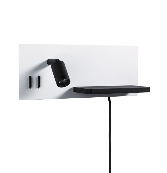Aplică LED Serra USB C, 2700K, 650lm/200lm, 230V, 5,5/1x2,6W, cu flux luminos variabil, alb mat/negru mat [9]