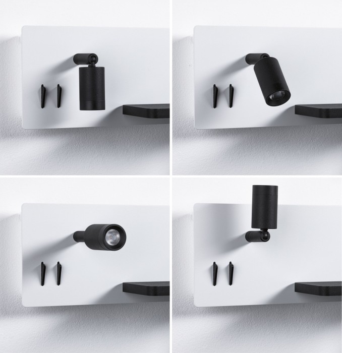 Aplică LED Serra USB C, 2700K, 650lm/200lm, 230V, 5,5/1x2,6W, cu flux luminos variabil, alb mat/negru mat [4]