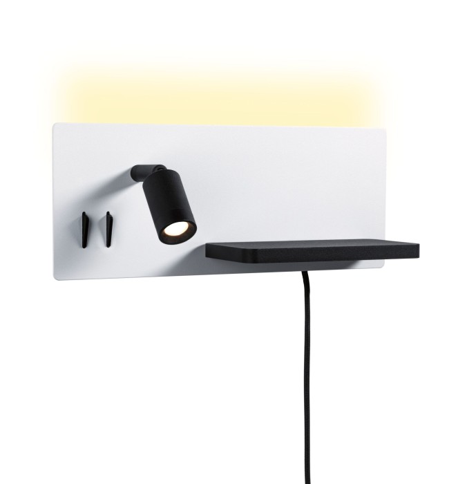 Aplică LED Serra USB C, 2700K, 650lm/200lm, 230V, 5,5/1x2,6W, cu flux luminos variabil, alb mat/negru mat [8]