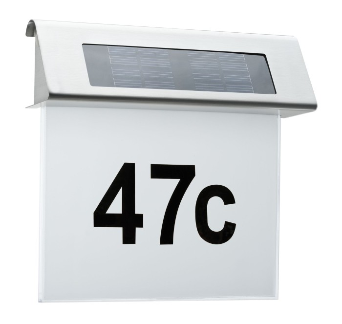 Aplică solară cu număr adresă IP44 LED 1x0,2W inox/alb/Acryl [4]