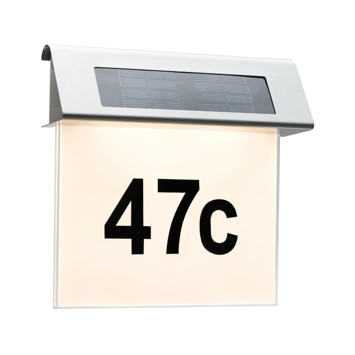 Aplică solară cu număr adresă IP44 LED 1x0,2W inox/alb/Acryl [3]