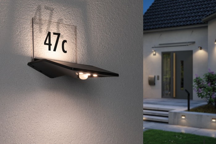 Aplică solară cu număr adresă Yoko IP44 3000K 150lm , cu senzor de mișcare, antracit [3]