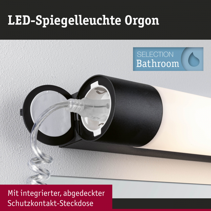 Aplică de baie Orgon Prise LED, IP44, 3000K, 600lm, 230V, 7,5W, negru [6]