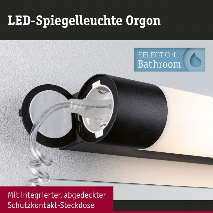 Aplică de baie Orgon Prise LED, IP44, 3000K, 850lm, 230V, 10,5W, negru [6]