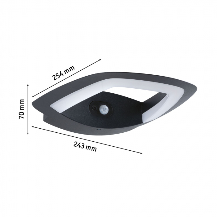 Aplică de exterior Akena LED, senzor de mișcare, IP44, 243x254mm, 3000K, 11W, 800lm, 230V, antracit, aluminiu [3]