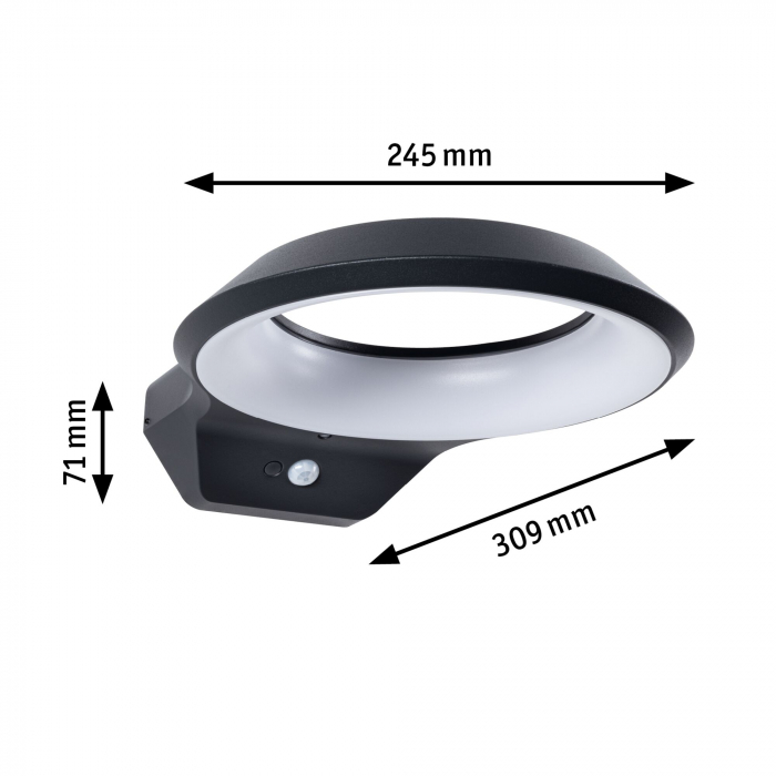 Aplică de exterior Anela LED, senzor de mișcare, IP44, 245x309mm, 3000K, 12,5W, 700lm, 230V, antracit, aluminiu [3]