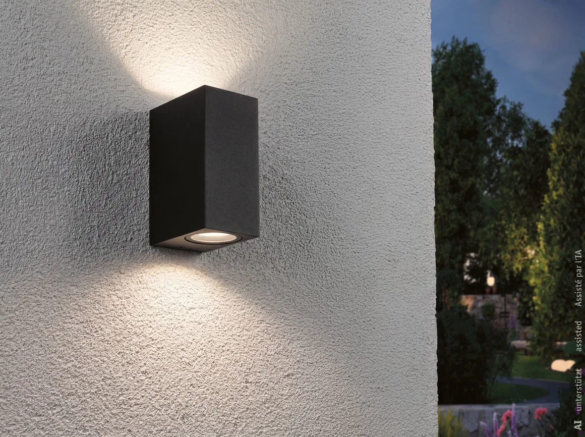 Aplică de exterior Imola, IP44, pătrată, max. 2xGU10, negru mat, aluminiu [6]