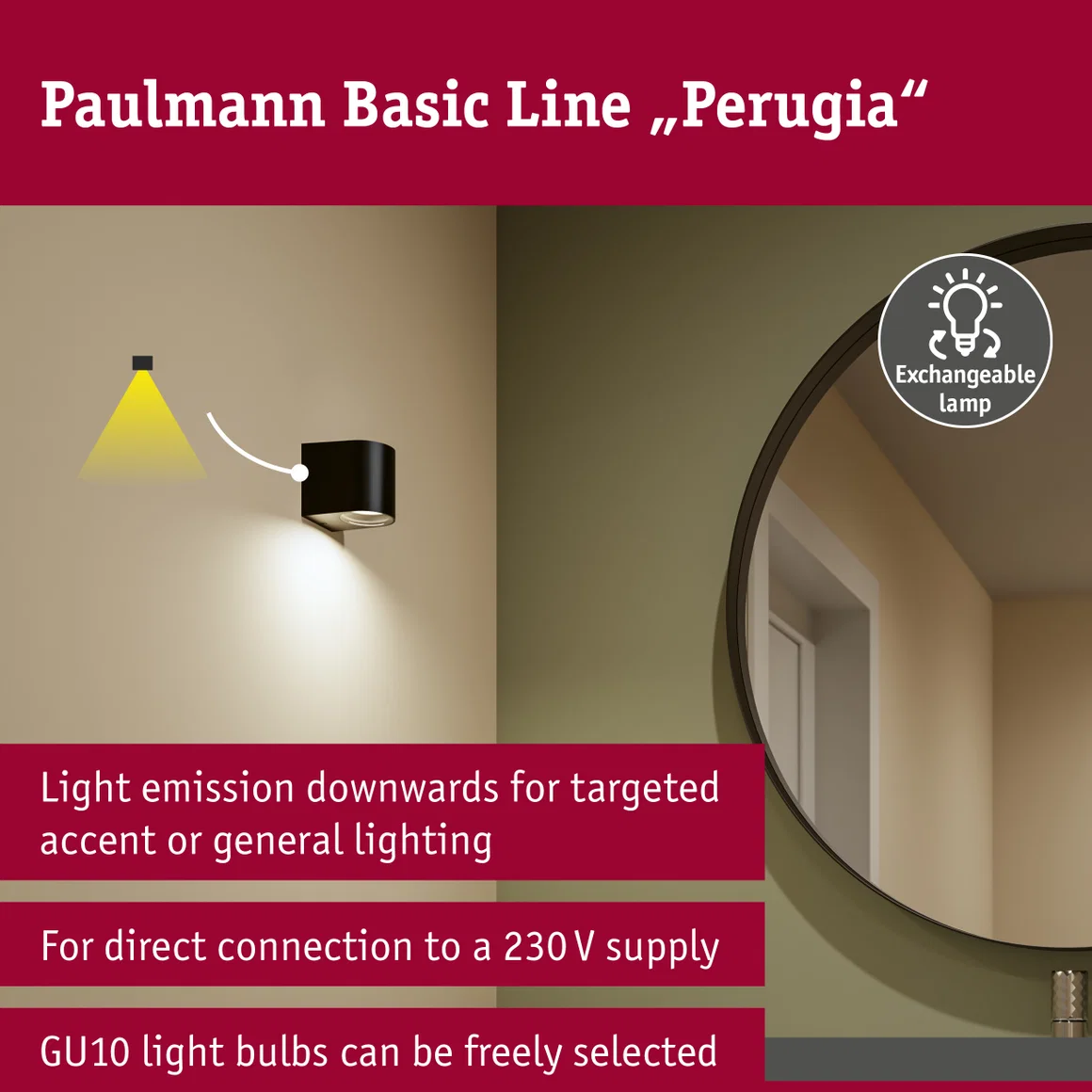 Aplică de exterior Perugia, IP44, max. 1xGU10, negru mat, aluminiu [10]
