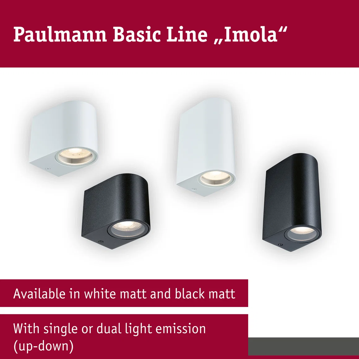 Aplică de exterior Perugia, IP44, max. 2xGU10, alb mat, aluminiu [9]