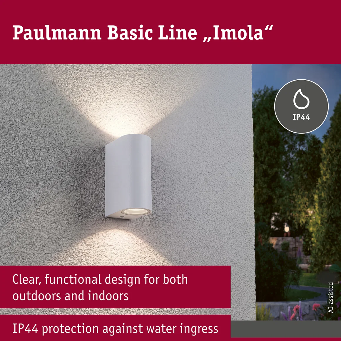 Aplică de exterior Perugia, IP44, max. 2xGU10, alb mat, aluminiu [11]