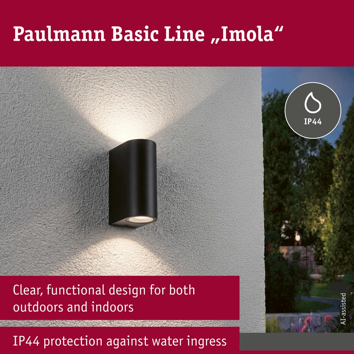 Aplică de exterior Perugia, IP44, max. 2xGU10, negru mat, aluminiu [9]