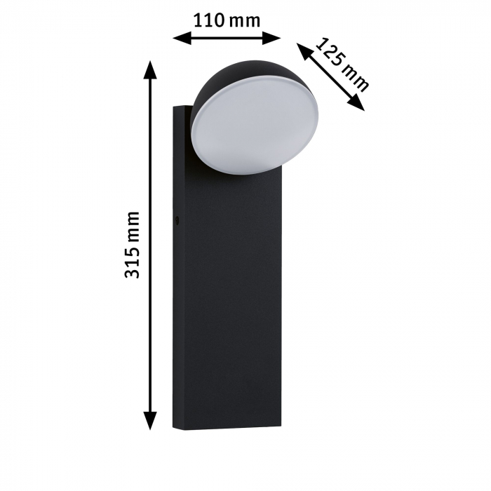 Aplică de exterior Puka LED, IP44, rotundă, 110x125mm, 3000K, 8,5W, 460lm, 230V, antracit, aluminiu [2]