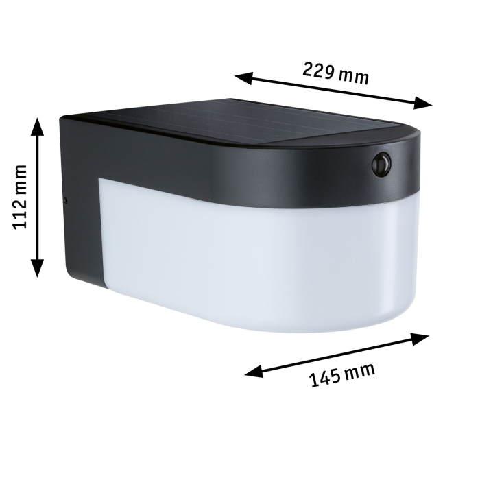 Aplică hibridă LED de exterior Calyne, 230V + Solar IP44, 145x229mm, 3000K, 2,3W, 230lm, 230V, negru [3]