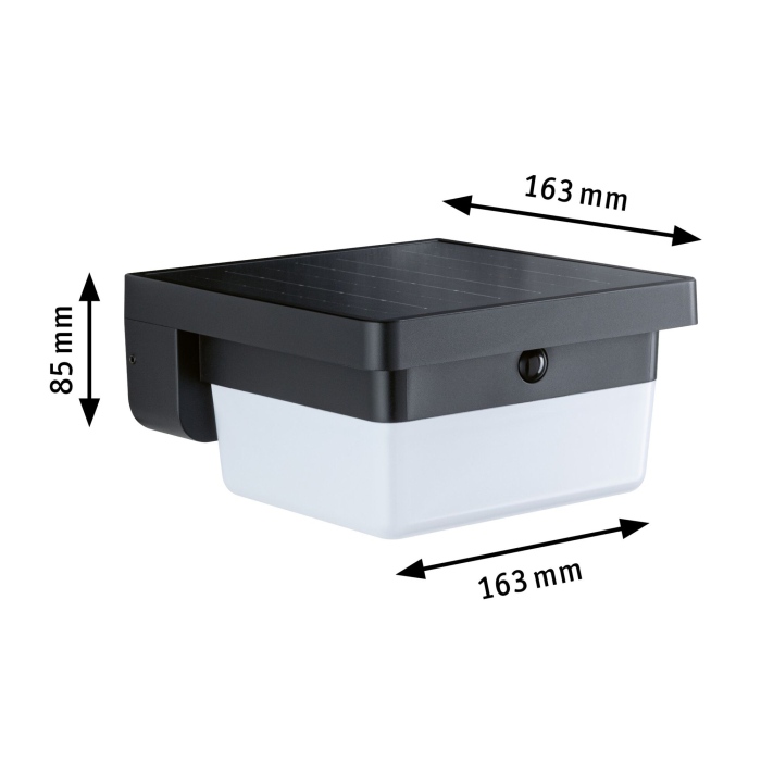 Aplică hibridă LED de exterior Isleen, 230V + Solar, IP44, 163x163mm, 3000K, 2,3W, 230lm, 230V, negru [3]