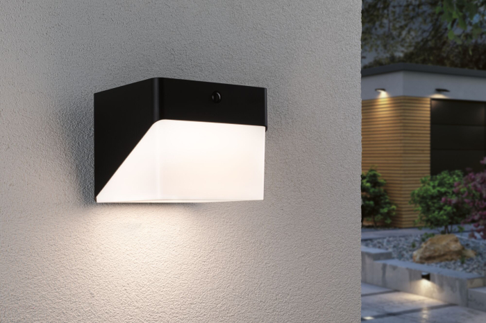 Aplică hibridă LED de exterior Lioren, 230V + Solar, IP44, 170x170mm, 3000K, 2,3W, 230lm, 230V, negru [9]