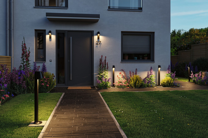 Aplică LED de exterior Caissa, cu senzor de mișcare, IP44, 3000K, 9W, 700lm, 230V, 65°, antracit [6]