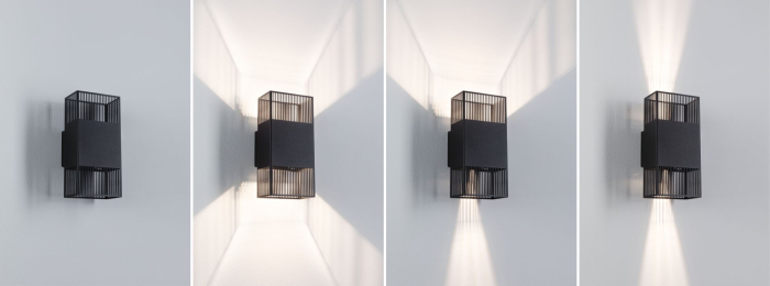 Aplică LED Tharin, IP44, 3000K, 120x104mm, 2x3,7W, negru [6]