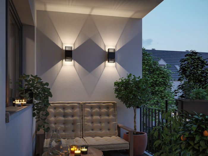 Aplică LED Tharin, IP44, 3000K, 120x104mm, 2x3,7W, negru [3]