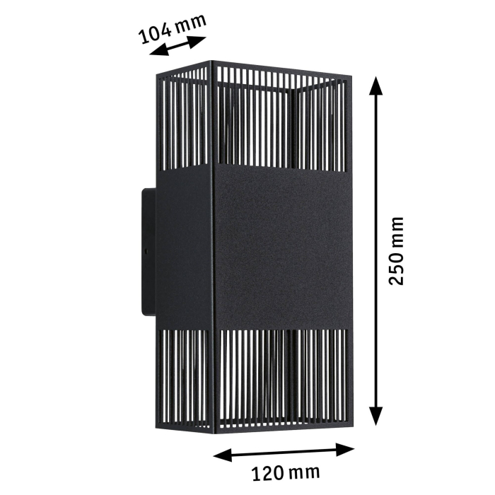 Aplică LED Tharin, IP44, 3000K, 120x104mm, 2x3,7W, negru [2]
