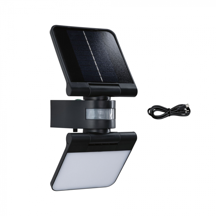 Aplică solară LED Lesla, senzori de mișcare și crepuscular, IP65, 150x130mm, 3000K 12,5W, antracit, plastic [11]
