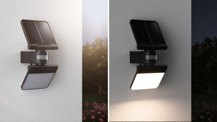 Aplică solară LED Lesla, senzori de mișcare și crepuscular, IP65, 150x130mm, 3000K 12,5W, antracit, plastic [6]