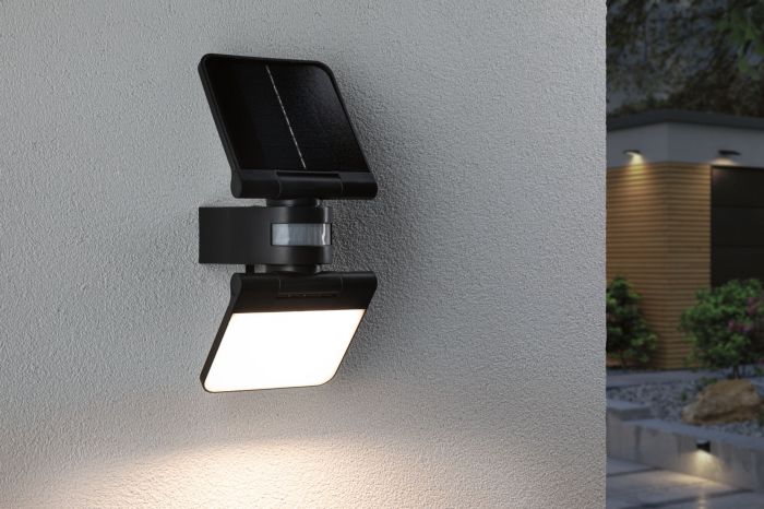 Aplică solară LED Lesla, senzori de mișcare și crepuscular, IP65, 150x130mm, 3000K 12,5W, antracit, plastic [18]