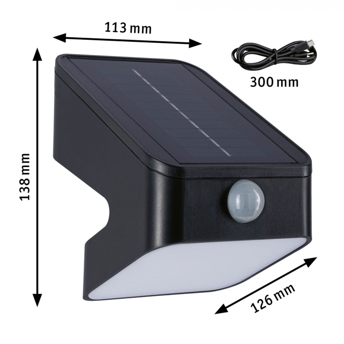 Aplică solară LED Lesly, senzori de mișcare și crepuscular, IP65, 113x126mm, 3000K, 5,5W, antracit, plastic [4]