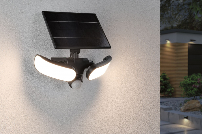 Aplică solară LED Sonlig, senzori de mișcare și crepuscular, IP65, 286x137mm, 3000K, 2x9W, antracit, plastic [19]