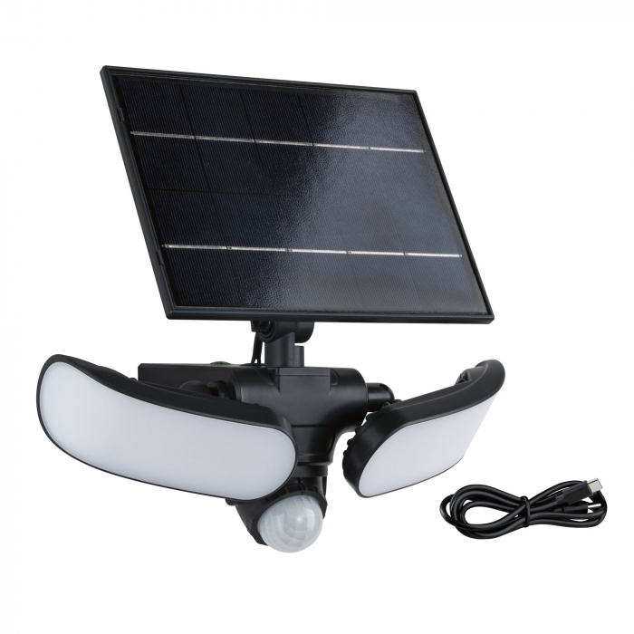 Aplică solară LED Sonlig, senzori de mișcare și crepuscular, IP65, 286x137mm, 3000K, 2x9W, antracit, plastic [15]