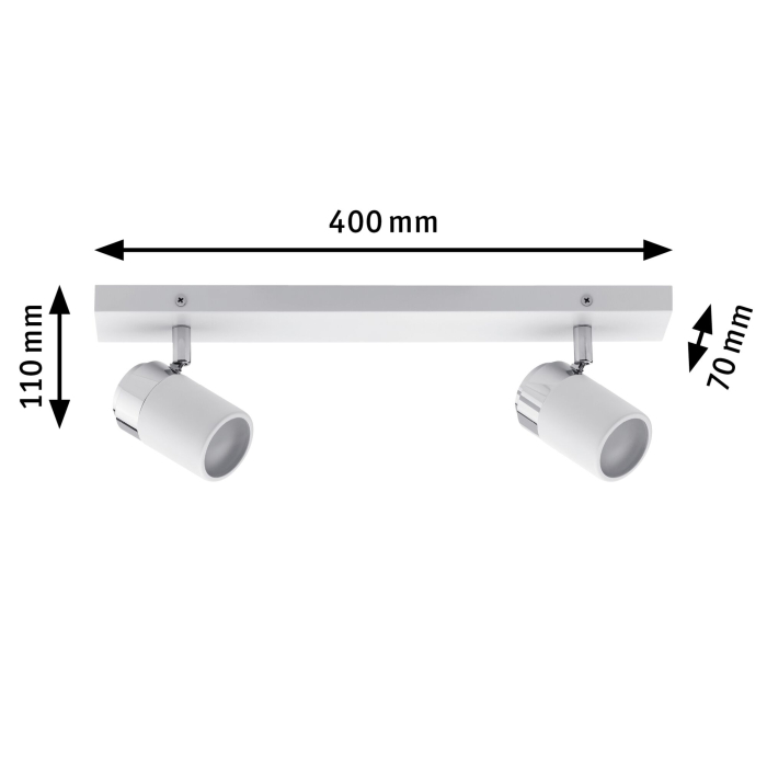 Bară cu spoturi Zyli, IP44, GU10,  230V, max. 2x10W, alb-crom [2]