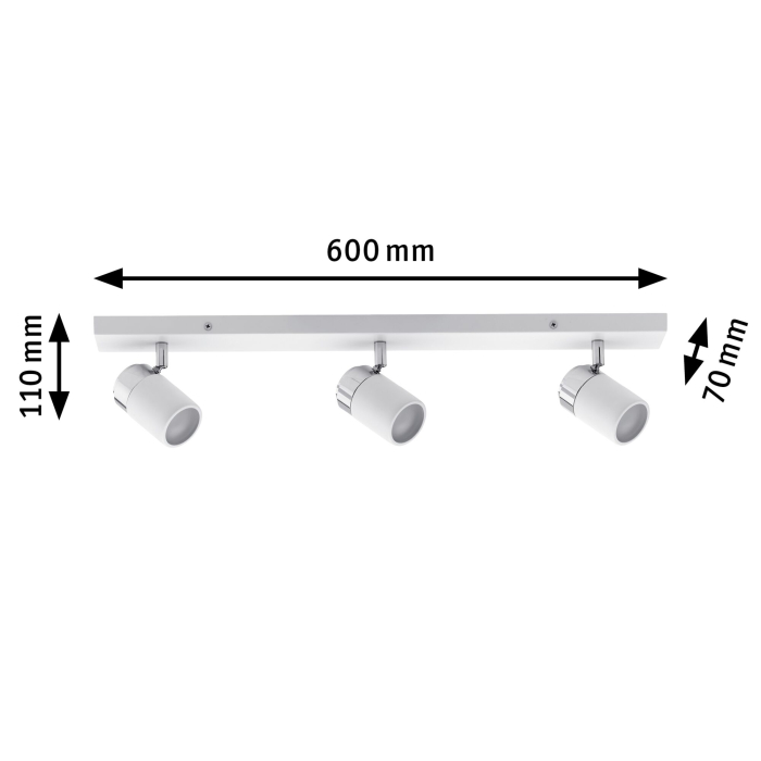 Bară cu spoturi Zyli, IP44, GU10,  230V, max. 3x10W, alb-crom [3]